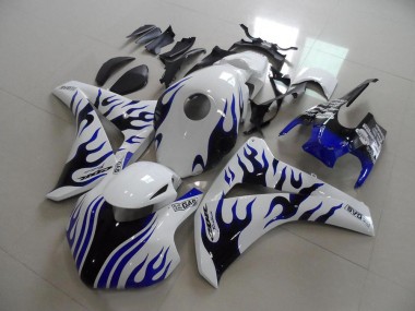 2008-2011 Honda CBR1000RR Motorcycle Fairings - White Blue Flame Racing