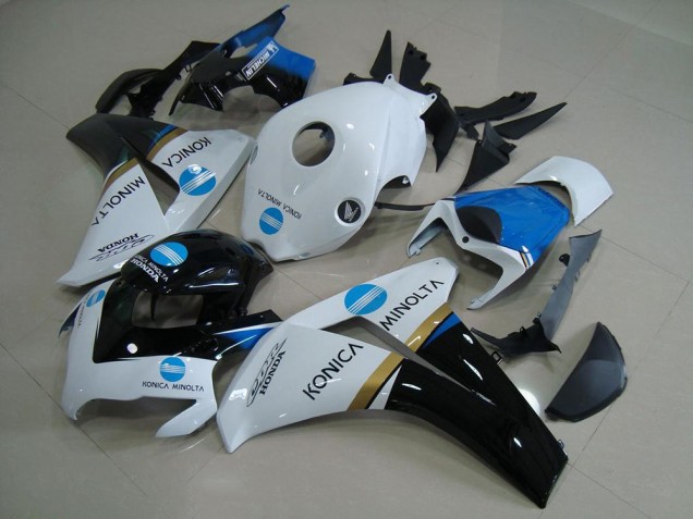 2008-2011 Honda CBR1000RR Motorcycle Fairings - White Blue Glossy Black Konica Minolta