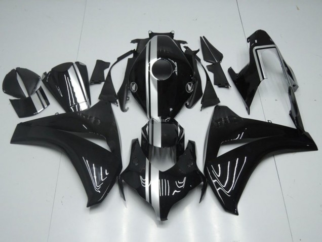 2008-2011 Honda CBR1000RR Motorcycle Fairings - Glossy Black Silver Stripe