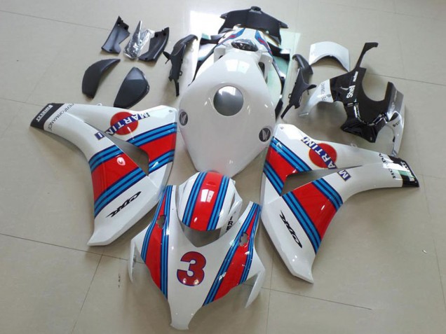 2008-2011 Honda CBR1000RR Motorcycle Fairings - White Red Light Blue Martini 3
