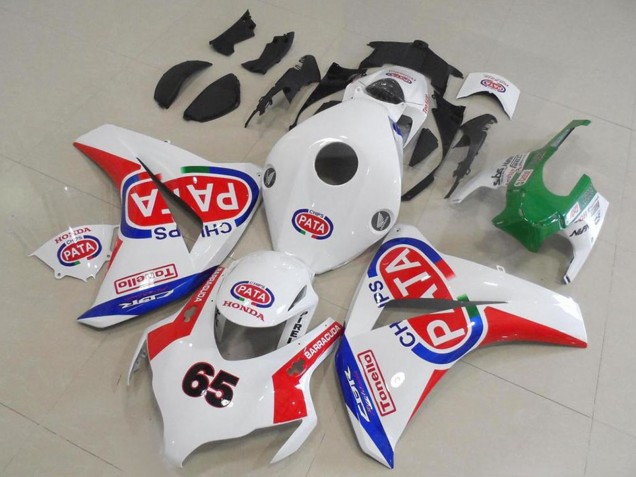 2008-2011 Honda CBR1000RR Motorcycle Fairings - White Red Blue Pata 65