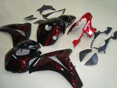 2008-2011 Honda CBR1000RR Motorcycle Fairings - Glossy Black Red Flame Racing