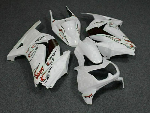 2008-2012 Kawasaki EX250 Motorcycle Fairings - White Red