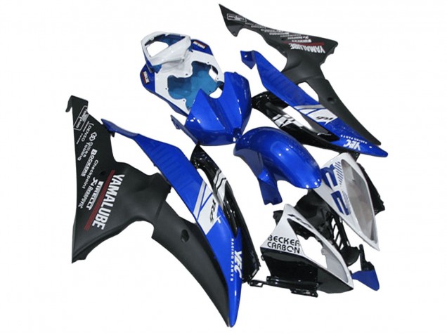 2008-2016 Yamaha YZF R6 Motorcycle Fairings - White Blue Matte Black Yamalube