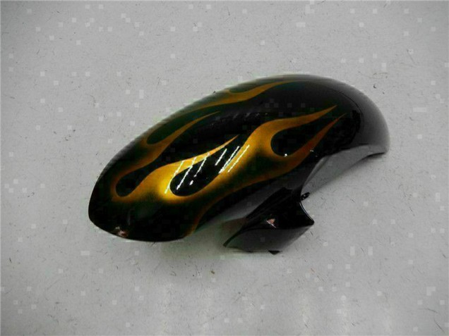 2008-2016 Yamaha YZF R6 Motorcycle Fairings - Glossy Black Gold Flame