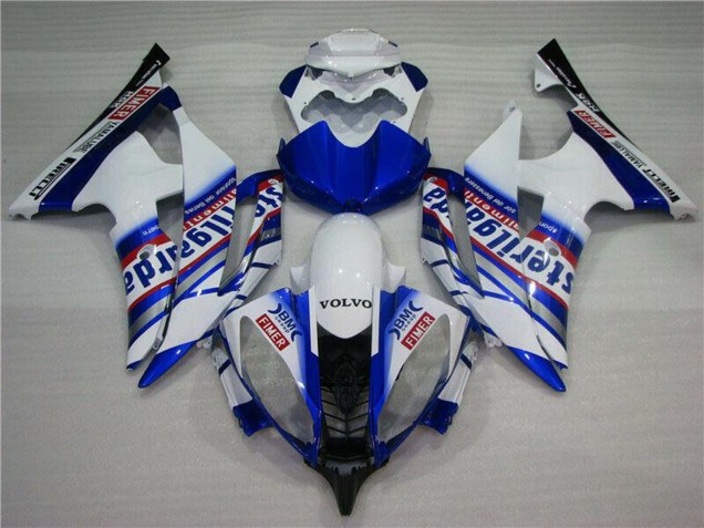 2008-2016 Yamaha YZF R6 Motorcycle Fairings - White Blue Red Sterilgarda Volvo Fimer Yamalube