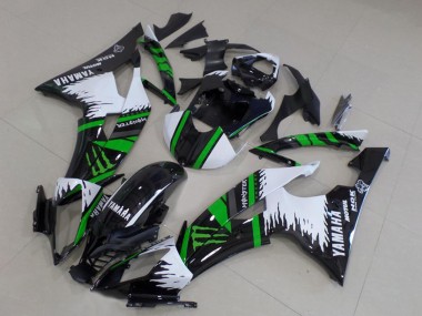 2008-2016 Yamaha YZF R6 Motorcycle Fairings - White Glossy Black Green Monster Motul