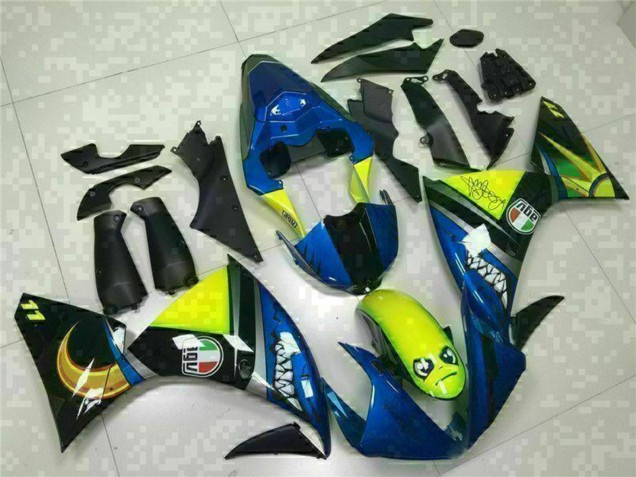 2009-2011 Yamaha YZF R1 Motorcycle Fairings - Blue Yellow Shark