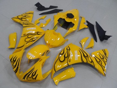2009-2011 Yamaha YZF R1 Motorcycle Fairings - Yellow Black Flame