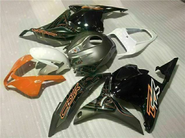 2009-2012 Honda CBR600RR Motorcycle Fairings - White Orange Glossy Black