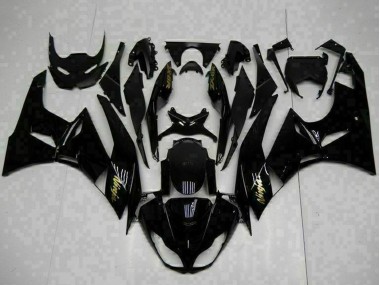 2009-2012 Kawasaki ZX6R Motorcycle Fairings - Glossy Black Gold Ninja