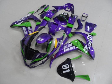 2011-2015 Kawasaki ZX10R Motorcycle Fairings - Purple Green Black White Trick Star Gangstar Eva Racing 01