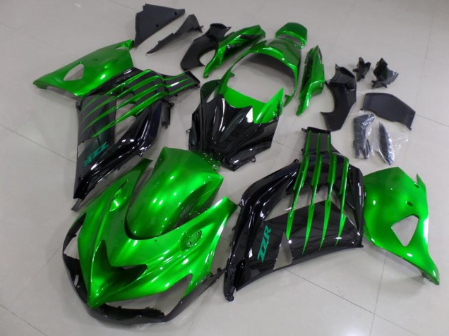 2012-2024 Green Glossy Black Kawasaki ZX14R ZZR1400 Motorcycle Fairings