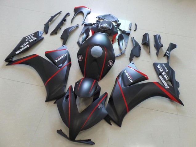 2012-2016 Honda CBR1000RR Motorcycle Fairings - Matte Black Red Stripe