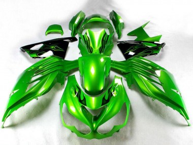 2012-2024 Green Glossy Black Kawasaki ZX14R ZZR1400 Motorcycle Fairing