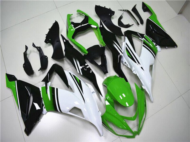 2013-2018 Kawasaki ZX6R Motorcycle Fairings - Green White Glossy Black