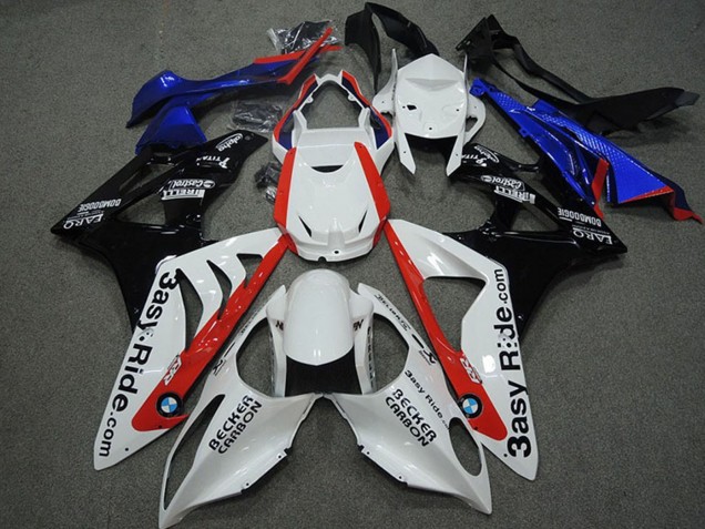 2009-2014 BMW S1000RR Motorcycle Fairings - White Red Blue Glossy Black Becker Carbon