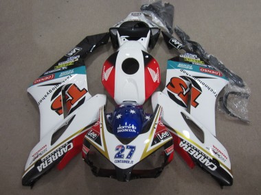 2004-2005 Honda CBR1000RR Motorcycle Fairings - White Red Blue Glossy Black 27 Contrainer IT Carrera