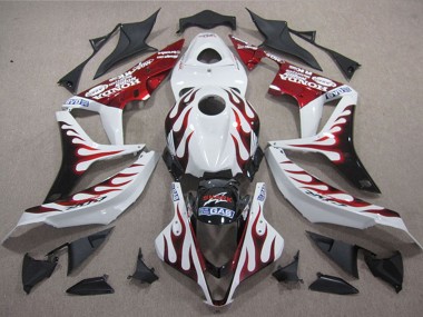 2004-2005 Honda CBR1000RR Motorcycle Fairings - White Red Glossy Black Flame SHARK