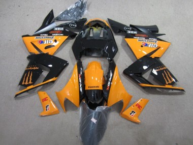 2004-2005 Kawasaki ZX10R Motorcycle Fairings - Orange Glossy Black 3M Monster