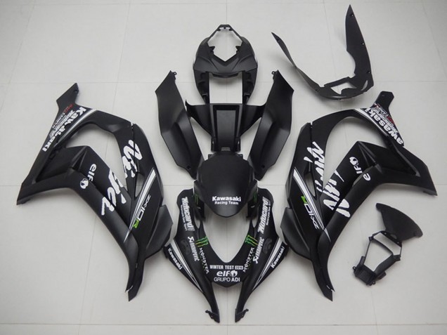2016-2020 Kawasaki ZX10R Motorcycle Fairings - Matte Black Green White Monster Racing Team Motocard