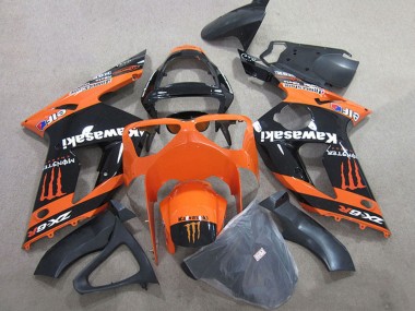 2003-2004 Kawasaki ZX6R Motorcycle Fairings - Orange Black Monster