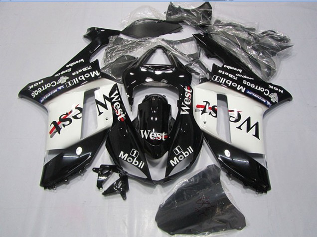 2007-2008 Kawasaki ZX6R Motorcycle Fairings - Black West Mobil