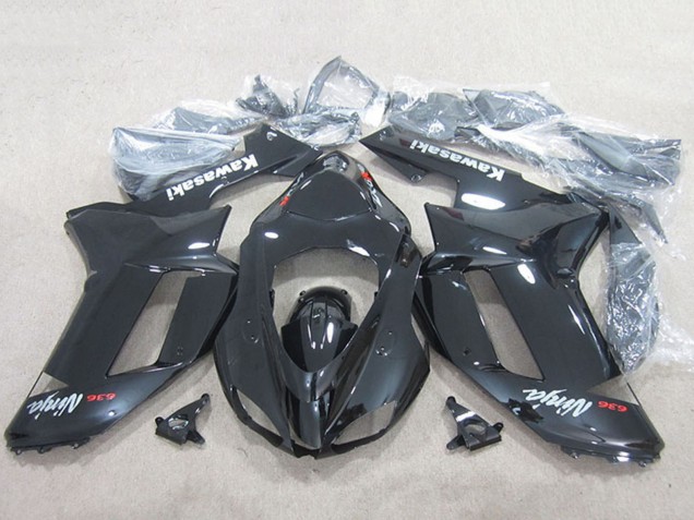 2007-2008 Kawasaki ZX6R Motorcycle Fairings - Black Ninja 636
