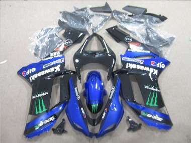 2007-2008 Kawasaki ZX6R Motorcycle Fairings - Black Blue Green Monster