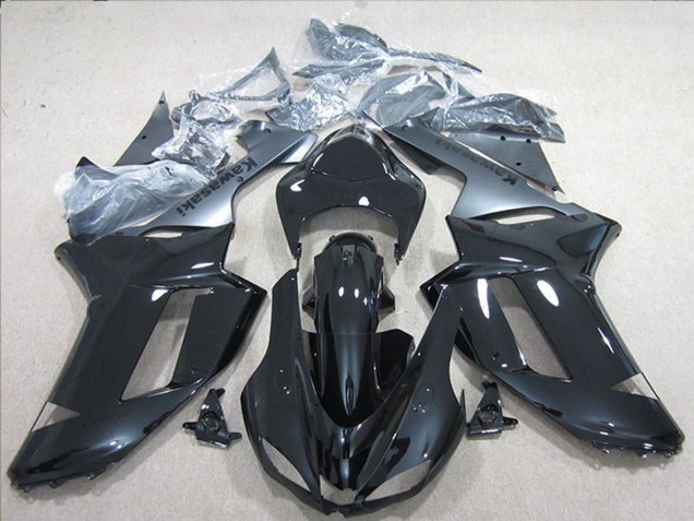 2007-2008 Kawasaki ZX6R Motorcycle Fairings - Black Silver