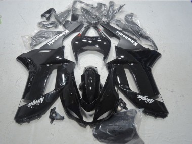 2007-2008 Kawasaki ZX6R Motorcycle Fairings - Glossy Black Matte Black White Red Decals