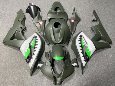 2007-2008 Honda CBR600RR Motorcycle Fairings - Army Green White Green Shark