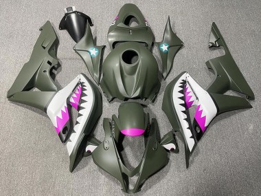 2007-2008 Honda CBR600RR Motorcycle Fairings - Army Green White Pink Shark