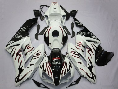2004-2005 Honda CBR1000RR Motorcycle Fairings - White Glossy Black Red Flame