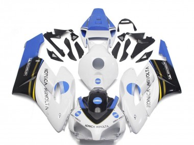 2004-2005 Honda CBR1000RR Motorcycle Fairings - White Light Blue Glossy Black Konica Minolta