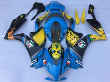 2012-2016 Honda CBR1000RR Motorcycle Fairings - Blue Yellow Glossy Black Shark Teeth