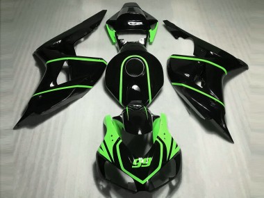 2006-2007 Honda CBR1000RR Motorcycle Fairings - Glossy Black High Viz Green