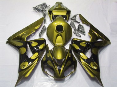 2006-2007 Honda CBR1000RR Motorcycle Fairings - Glossy Yellow Glossy Black Flame