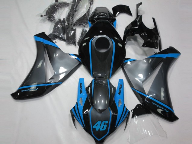 2008-2011 Honda CBR1000RR Motorcycle Fairings - Grey Blue Matte Black Motul 46