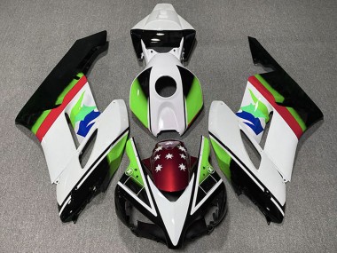 2004-2005 Honda CBR1000RR Motorcycle Fairings - White Green Red Glossy Black Star