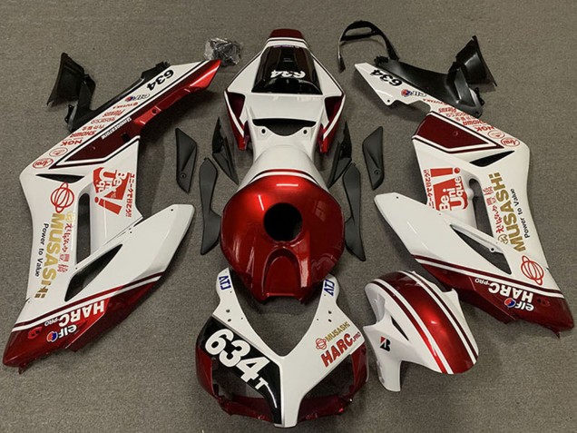 2004-2005 Honda CBR1000RR Motorcycle Fairings - White Red Musashi 634