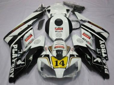 2004-2005 Honda CBR1000RR Motorcycle Fairings - White Glossy Black Yellow Playboy 14