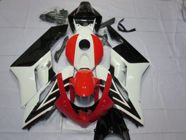 2004-2005 Honda CBR1000RR Motorcycle Fairings - White Red Glossy Black Stripe