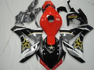 2008-2011 Honda CBR1000RR Motorcycle Fairings - White Red Glossy Black RockStar Style