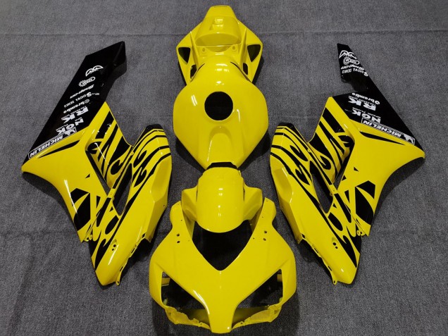 2004-2005 Honda CBR1000RR Motorcycle Fairings - Yellow Glossy Black Flame