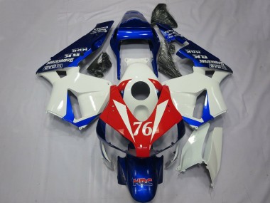 2003-2004 Honda CBR600RR Motorcycle Fairings - White Red Blue HRC 76