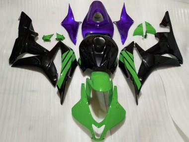 2007-2008 Honda CBR600RR Motorcycle Fairings - Purple Green Glossy Black