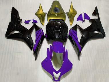 2007-2008 Honda CBR600RR Motorcycle Fairings - Gold Purple Glossy Black