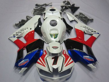 2013-2023 Honda CBR600RR Motorcycle Fairings - White Red Blue Black Number 1