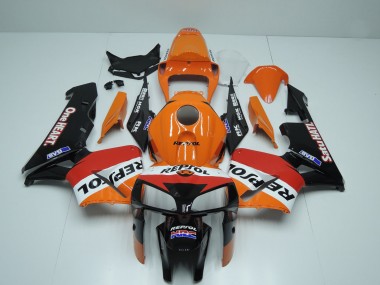 2005-2006 Honda CBR600RR Motorcycle Fairings - Orange Red White Black One Heart Repsol